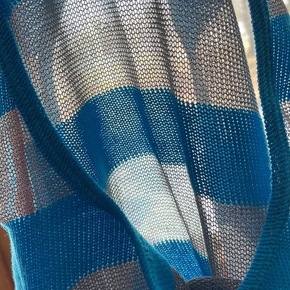 C&C CALIFORNIA bright blue & gray striped sweater tank top SzM NWT - Picture 5 of 6